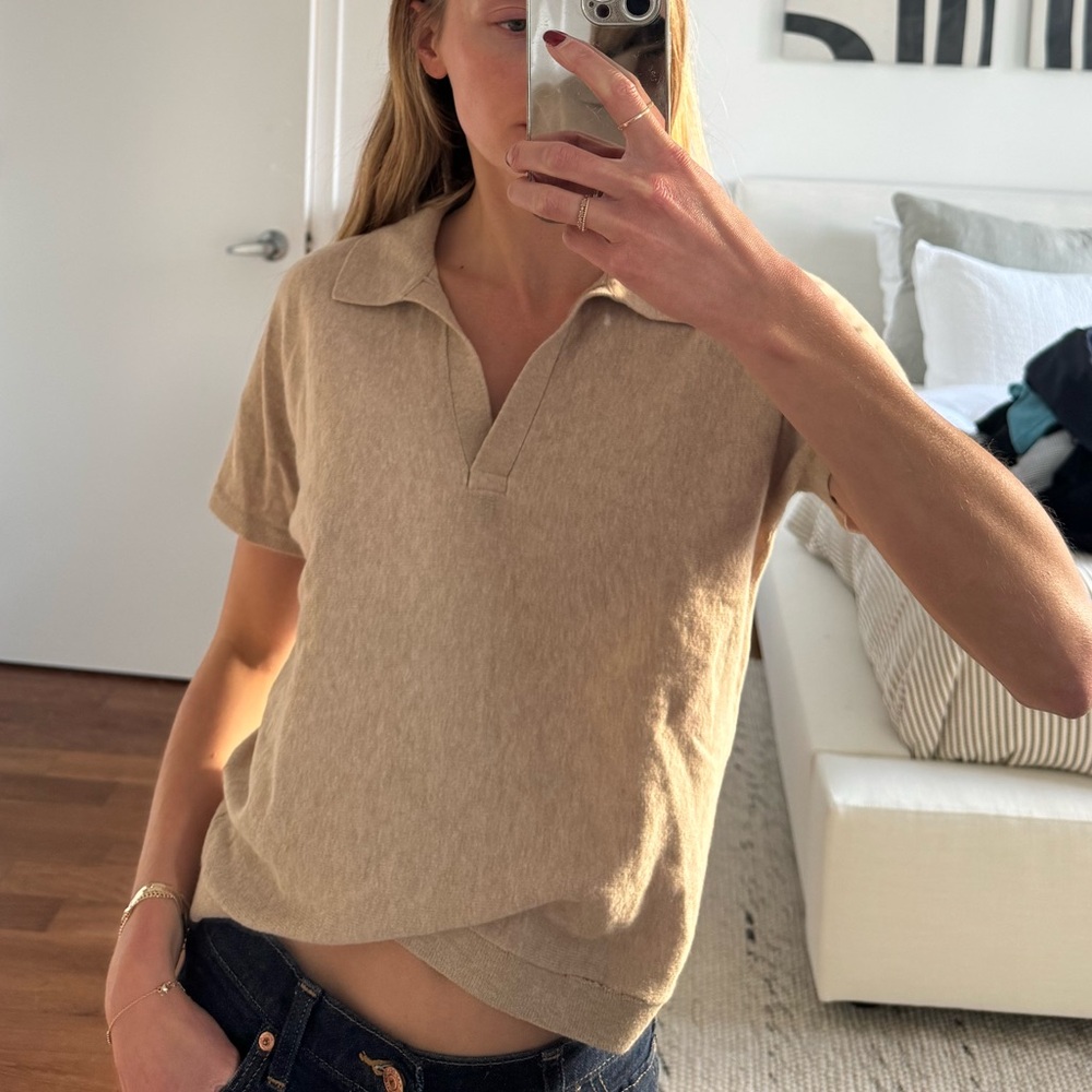 Everlane Beige Short Sleeve Polo Tee